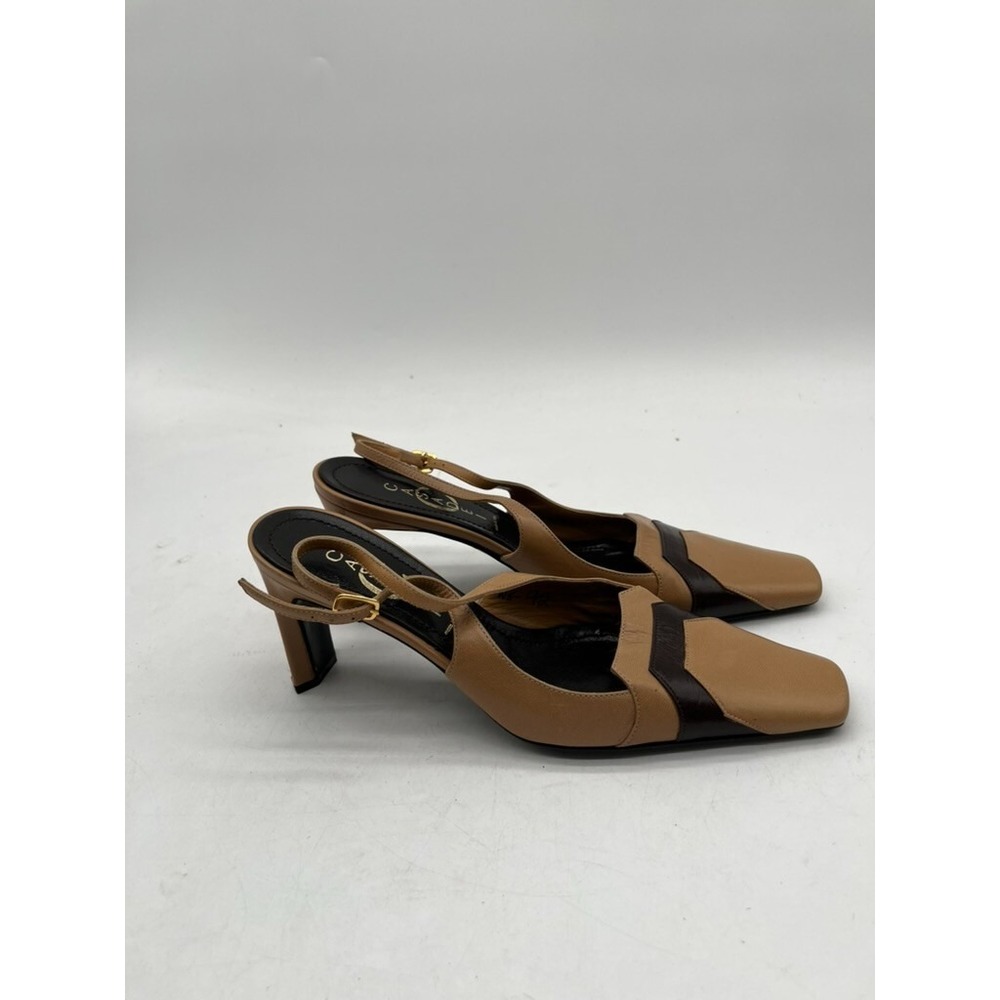 Authentic Casadei Italy Slingback Heels Brown Strap Size 6